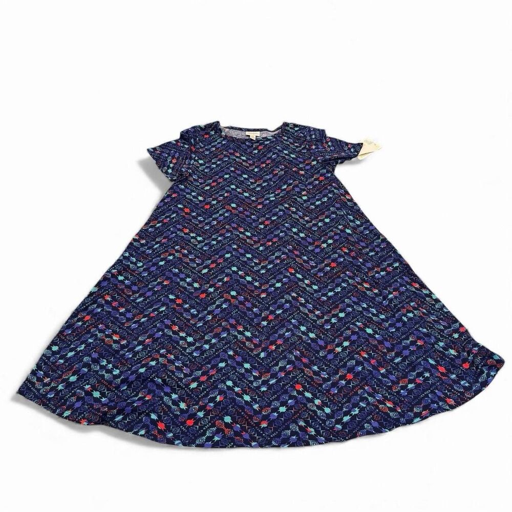 NEW Women's LuLaRoe Carly Aztec High Low Summer Casual Short Sleeve Dress XS